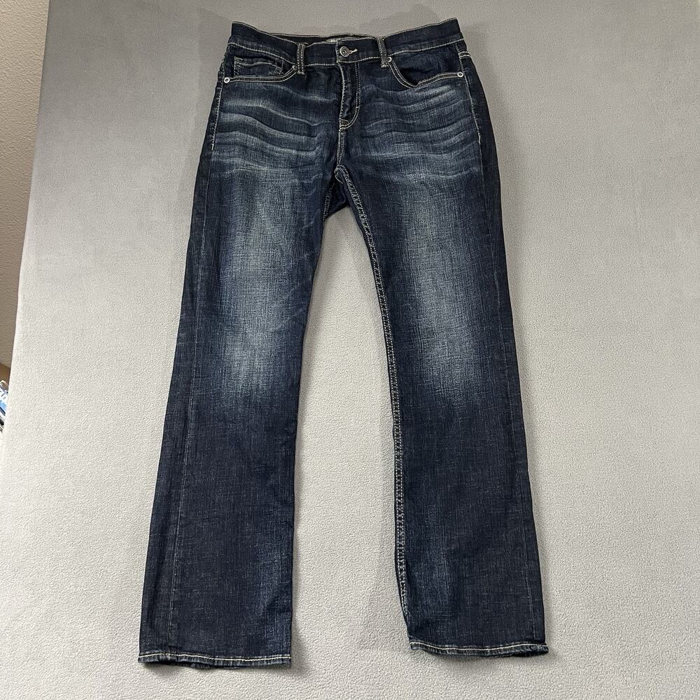 BKE Aiden Bootleg Jeans Men's Size 34 Blue Bootcut Dark Wash Western Rodeo
